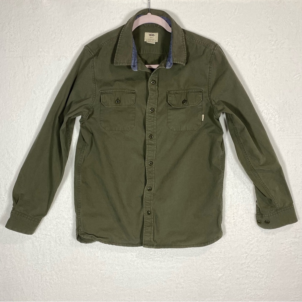 Vans Men's Olive Green Button-Up Shirt